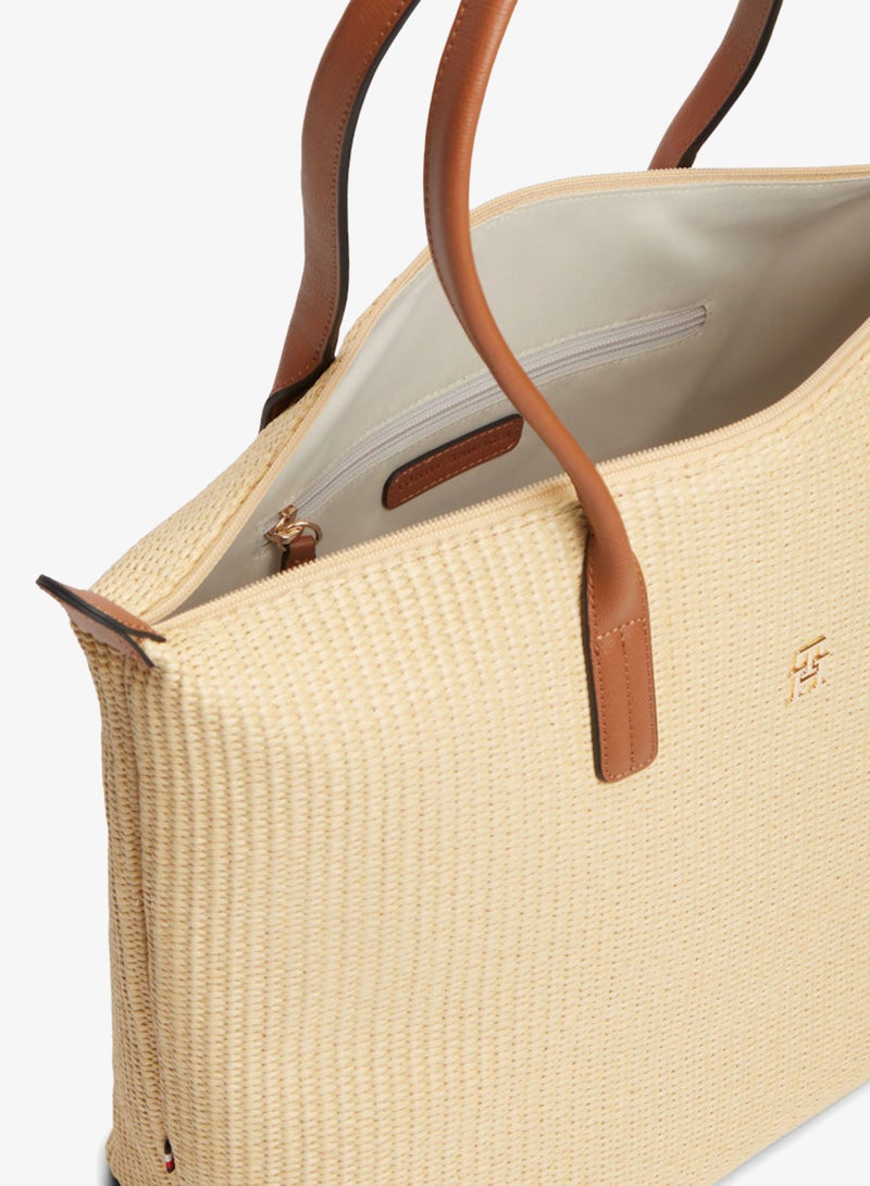TOMMY HILFIGER TH Monogram Raffia Tote Bag - Image 5